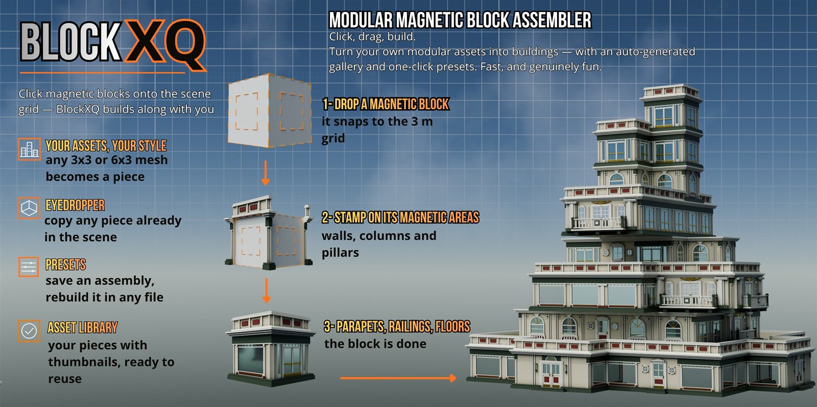 BlockXQ — modular magnetic block assembler